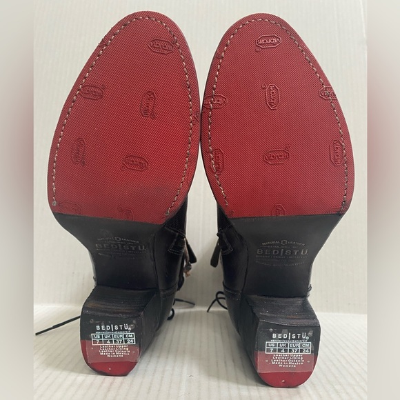 NWOB Bed Stu Women's Bia Black Rustic Leather Short Ankle Boots Size 7 - Picture 7 of 8